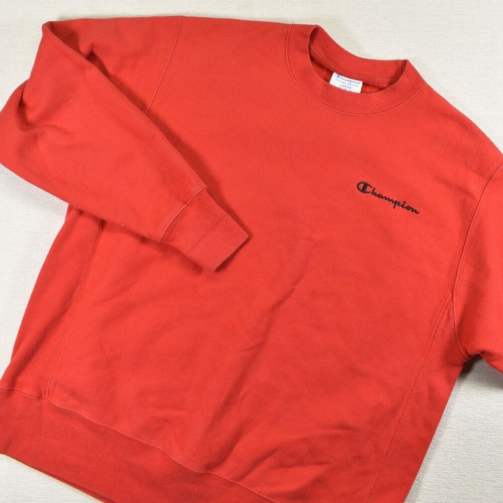 Vintage Champion Reverse Weave Sweatshirt Mens Large L Red Script Logo Pullover